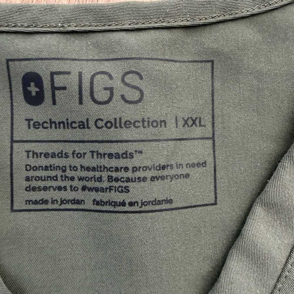 FIGS Technical Collection Casma V-Neck Scrub Top Olive Green Women XXL 1000213 - Picture 6 of 8